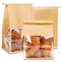 Sacs à pain en papier kraft avec fermeture à lien métallique, pour collations, biscuits, fruits secs, rangement à domicile et en magasin, avec fenêtre transparente