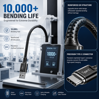 Kabel Data USB-A ke USB-C Tipe-C Pengisian Daya Ultra Cepat 6A dengan Pelindung Anyaman dan Selubung PVC