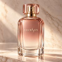 Flacon de parfum vide en verre rose de luxe 50ml 100ml avec bord cannelé et col doré, atomiseur pour femme