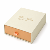 Boîte d'emballage de luxe pour bijoux avec tiroir, ruban de tirage, impression 'Meilleurs vœux', présentoir pour bagues et colliers, insert en velours, vente en gros, personnalisable