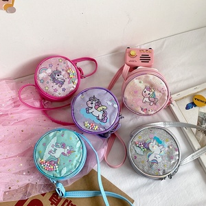 Bolso de mano de unicornio con lentejuelas doradas para niñas pequeñas y adolescentes, bolso de hombro, bolso cruzado, <span class=keywords><strong>monedero</strong></span> de unicornio con lentejuelas redondas para niños - Product Image 5