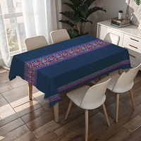 Nappe carrée en PVC RNPT à imprimé étoiles artistiques bleu sarcelle, facile à nettoyer, pour terrasse, intérieur et banquets