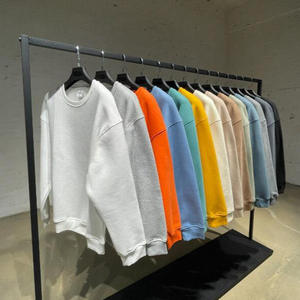 H5555 High Quality Low OEM MOQ Wholesale Custom 345 Gsm Cotton <b>Blends</b> Fleece Lined Crew Neck Sweatshirts - Product Image 1