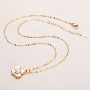 Collier de perles d'eau douce de la montagne de Zhuji, pendentif de luxe, tendance Internet, boucles d'oreilles à quatre feuilles, charmes de perles chics - Product Image 3