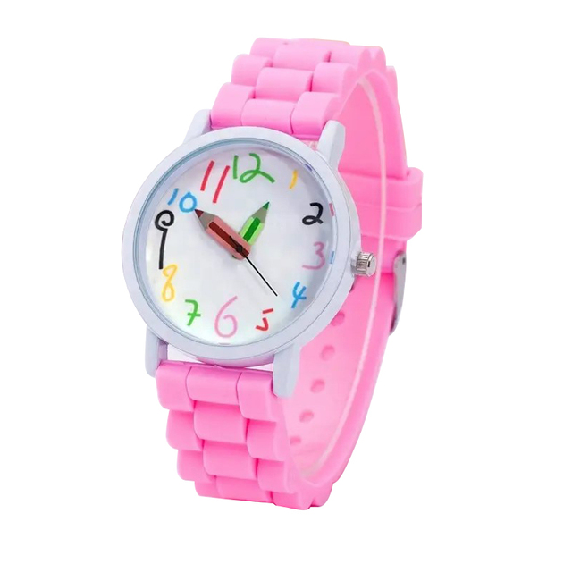 Children Cute Rainbow Pencil Fashion Wrist Watches Fancy Feminino Hand for Girl Silicone Hot Sale Quartz Watch