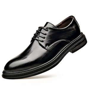 Zapatos de vestir de cuero para hombre, con punta en pico, con cordones, Oxford, para boda, negocios, otoño, formales, suela suave, color sólido - Product Image 5