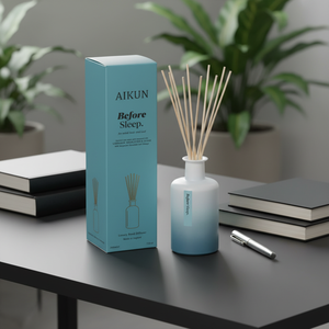 Aikun Brand Low MOQ 3 Day Sample 7 Day Ship Custom Scent Lasting 250ML Sticker Logo Glass Bottle Teal Box <b>Reed</b> <b>Diffuser</b> Set - Product Image 1