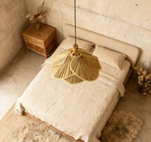 Lampe suspendue en feuilles de palmier tissées à la main, style bohème Wabi Sabi, rustique, pour chambre à coucher, café, maison d'hôtes, décoration de plafond intérieur - Product Image 5