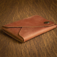 Dompet Koin Kulit Sapi Retro Grosir Pabrik, Kulit Asli Minimalis Mini untuk Pria, Custom