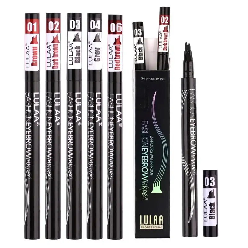 2 또는 1pcs 프로 Microblading 눈썹 문신 펜 4 포크 팁 파인 스케치 액체 눈썹 연필 방수 눈썹 색조 메이크업 TSLM2
