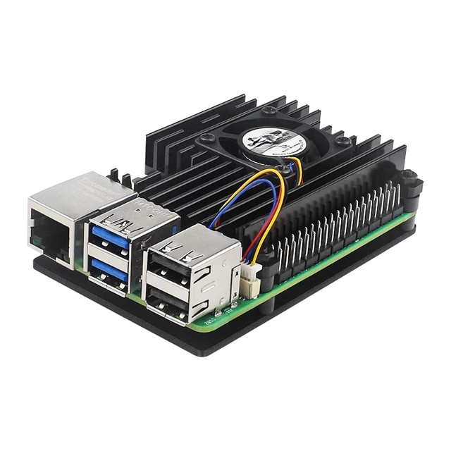 Raspberry Pi 5 Aluminum Alloy Shell Passive and Active Cooler Protective Box Metal Case with PWM Cooling Fan for Rapi 5