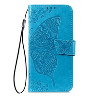 Étui portefeuille à rabat pour iPhone 18 17 Pro Max avec porte-cartes, motif papillon et fleur en relief, en cuir PU
