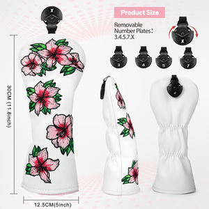 Factory Price Flowers Embroidery <b>Golf</b> <b>Head</b> <b>Cover</b> Driver Pu Leather <b>Golf</b> Club Headcover <b>Golf</b> Wood <b>Cover</b> With Logo - Product Image 2
