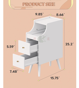 Table de chevet étroite <span class=keywords><strong>avec</strong></span> tiroir et étagère ouverte, table de nuit moderne <span class=keywords><strong>avec</strong></span> trou pour câbles, pour chambre à coucher/salon - Product Image 6