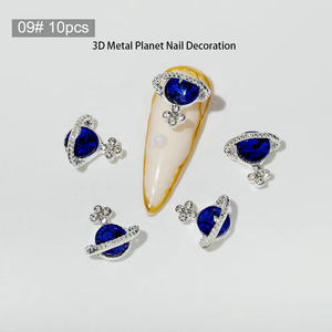 5 uds caja 3D Metal planeta decoración de uñas Multicolor diamante incrustado arte diseño planeta uñas arte diamantes de imitación al por mayor - Product Image 5