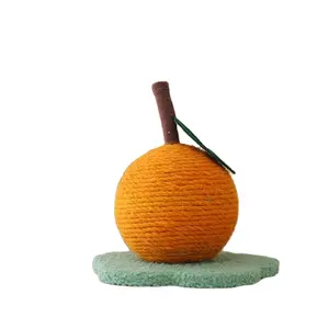 Vendita all'ingrosso forma di palla di post-2021 nuovo Design gatti Scratcher palla arancione arancione Pet tiragraffi con Sisal corda ciliegia gatto graffio Post per gatto gattino
