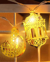 Guirlande lumineuse LED 2m 10 LED en cuivre IP44, décorations Ramadan Aïd Moubarak, étoile et lune, à piles, pour l'Aïd al-Adha