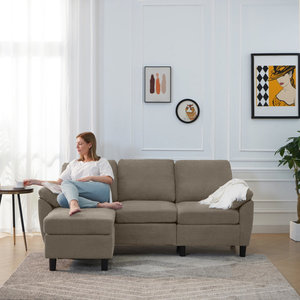 Muebles de Sala de Estar de Diseño Moderno y Lujoso, <span class=keywords><strong>Chaise</strong></span> <span class=keywords><strong>Longue</strong></span>, Sofá Modular Seccional en Forma de U, Tapicería de Tela Plegable - Product Image 4