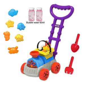 Wholesale Children Kids Bubble Maker Machine Outdoor Automatic Blowing Toy Bubbles Machine Hand Pulled Lawn Mower Bubble Train