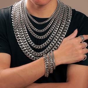 Collier unisexe en acier titane avec fermoir à homard, chaîne cubaine, style hip-hop, poli rond, bijoux en zircon, dropshipping Shopify - Product Image 3