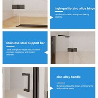 Porte de douche à charnière sans cadre, moderne et haut de gamme, conforme aux normes européennes, avec verre trempé de 8 mm, paroi de douche à charnière simple pour hôtel