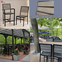 Table en composite aluminium et bois, ensemble de salle à manger commercial, bois plastique vieilli, 30''x30'', 36''x36'', tables de restaurant et bistro en bois de teck