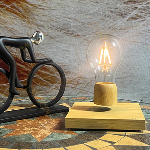 Modern Table Desk Night Wooden Lamp Magnetic Levitation Floating <b>Wireless</b> LED <b>Light</b> Bulb for Home Room Office Decor Unique Gift - Product Image 1