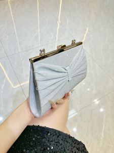 Cross-border New Shiny Bow Polyester Evening Bag With Pleated Design European Retro Style for Celebrity Parties Tanjing - Product Image 2