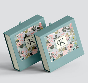 Eco-Friendly High-End Book Shaped Flip <b>Gift</b> <b>Box</b> with Thick Grey Board Four-Color Floral Printing <b>Magnetic</b> Closure - Product Image 1