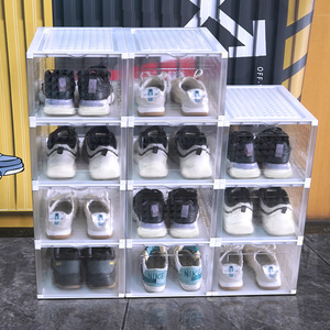 Boîte à chaussures rectangulaire en PET transparent de qualité supérieure avec porte magnétique, empilable, organisateur de chaussures haut de gamme pour les passionnés de sneakers - Product Image 3
