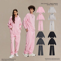 Vente en gros : Sweats à capuche streetwear en molleton bouclette pour l'automne, grammage lourd 430 g/m², mélange coton et polyester, coupe ample, col rond décontracté