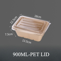 Vente en gros de boîtes alimentaires rectangulaires en papier kraft de 900 ml, emballages écologiques, matériaux recyclés, boîtes à emporter pour sushis, chewing-gum