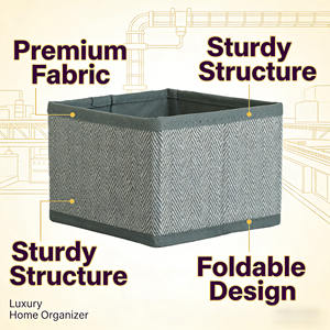 Scatola portaoggetti in tessuto a spina di pesce di alta qualità, direttamente dalla fabbrica Boonest, organizer pieghevole di lusso, struttura robusta - Product Image 1