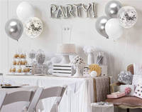 Kit d'arche de ballons de mariage de luxe blanc, ballons confettis, ballon métallique en Latex pour fête de mariage