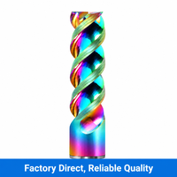Fraise à queue plate à 3 cannelures DLC Rainbow Coated U Flute, longueur étendue, pour aluminium, en carbure monobloc, outil CNC OEM LingFuTools