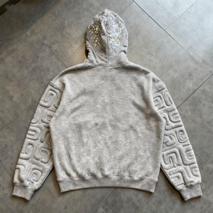 Puff in hoodie nặng Boxy 450gm cắt 600gsm phong cách hoodie tùy chỉnh Bling Rhinestone Balaclava zip cho bán buôn số lượng lớn - Product Image 2