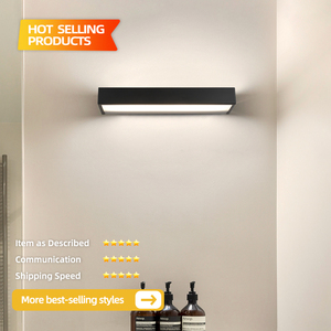 Modern Linear LED <b>Wall</b> Lamp Black Rectangular Aluminum Body 3500K Warm White Surface Mounted for Bathroom Minimalist Design - Product Image 2