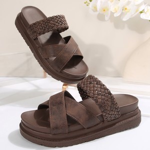 Sandalias de Plataforma Alta con Cuña de Mezclilla para Mujer 2025, Colores Variados, Suela Gruesa, Zapatos de Playa y Exterior, Venta al por Mayor, Modelo Cross 7821 - Product Image 4