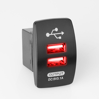 Chargeur double USB avec interrupteur à bascule 12-24V DC 5V 3.1A avec indicateur LED pour voiture, camion, bateau, marine, camping-car, prise d'alimentation USB à montage sur panneau