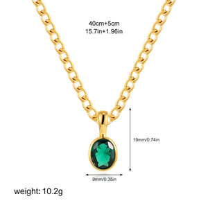 عقد من الزركون بلون ذهبي 18 قيراط من الفولاذ المقاوم للصدأ رائج للبيع بالجملة - Product Image 5