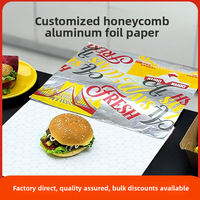 Papier d'emballage pour sandwich en aluminium anti-graisse avec logo personnalisé, faible MOQ, pour restaurants, hamburgers, pains, personnalisation rapide