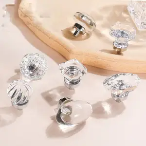 Ánh sáng sang trọng bạc Chrome kẽm rõ ràng Tinh thể thủy tinh xử lý núm tinh thể Tủ cửa núm kéo - Product Image 1