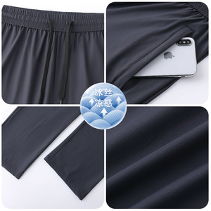 Pantalon de course pour homme Jinda Wolf, séchage rapide, coupe droite, ajusté, pour sports de plein air, pantalon d'entraînement en soie glacée pour l'été - Product Image 2