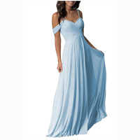 Vestido largo de gasa sin tirantes para dama de honor, vestido de noche largo ajustado para Hermanas, S297F, novedad de 2021