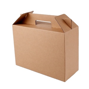 Craft Box with Handle Foldable Kraft Handle Box for Gifts Cardboard Packaging Box