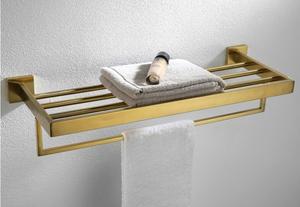 Moderno <span class=keywords><strong>Bagno</strong></span> In acciaio inox Barra di Tovagliolo Set Spazzolato Oro Set di accessori - Product Image 5