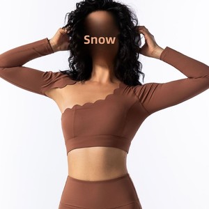 Pull-over sportif uni pour le yoga, manches longues, très élastique, flatteur pour la silhouette, respirant, séchage rapide, entraînement <span class=keywords><strong>de</strong></span> Pilates, fitness - Product Image 1
