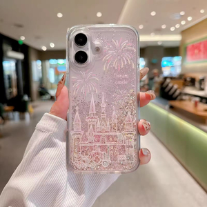 Funda para Teléfono con Diseño de Castillo de Fuegos Artificiales y Arena Movediza Plateada para iPhone 11 13 15 16 Pro Max, Carcasa Protectora Antigolpes - Product Image 3