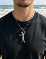 Collier pendentif musculation en acier inoxydable 316L - Bijou de fitness pour homme avec chaîne maille gourmette, prêt à offrir
