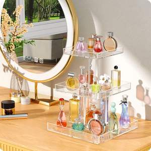 3-שכבות קל הרכבה קל ברור תצוגה אקרילית עבור ציוד קוסמטי בושם לובל טבל יהירות שולחן איפור מארגן - Product Image 3